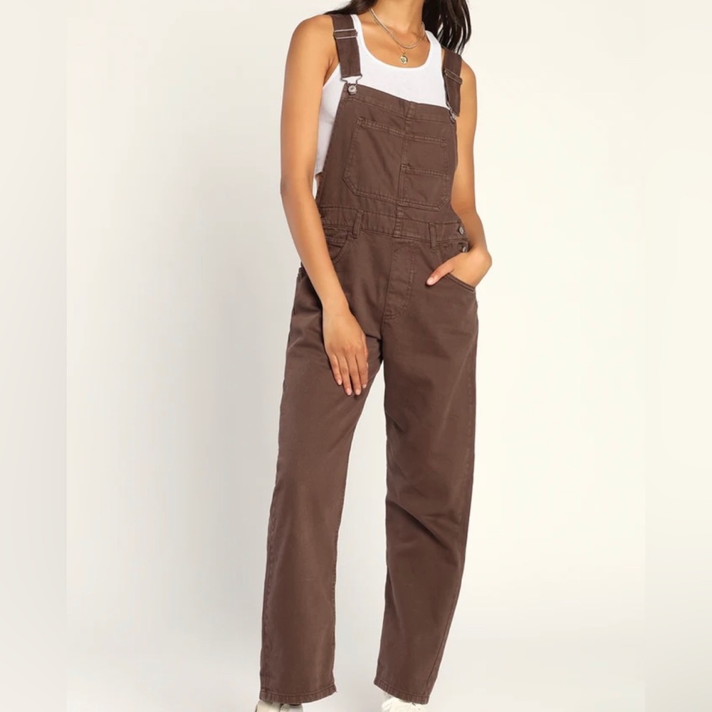 Free People Brown Ziggy Overalls size XL